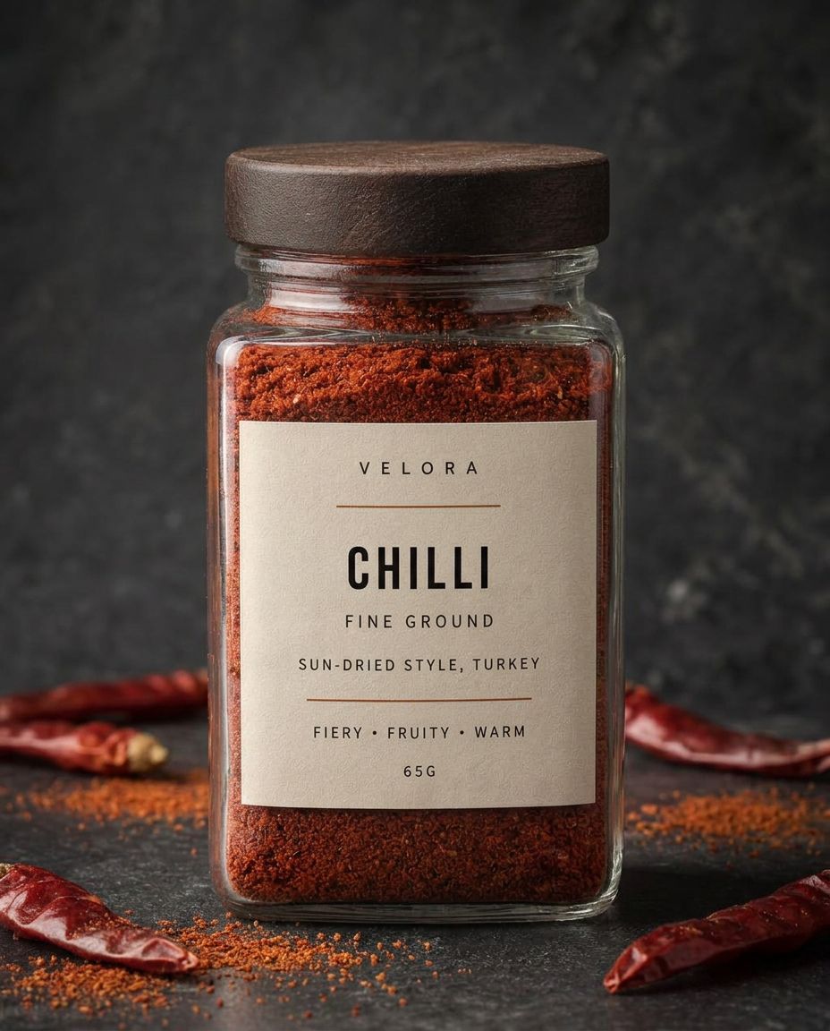 Velora Chilli — Coarse Flakes, photographed in the studio