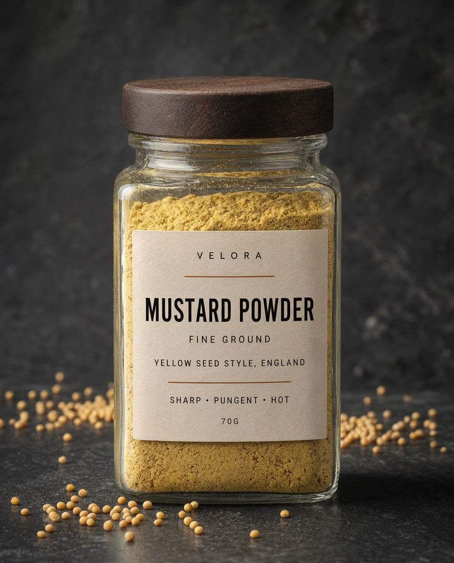Velora Mustard Powder — Ground, photographed in the studio