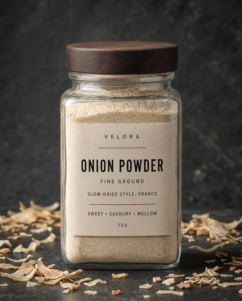 Velora Onion Powder — Ground, photographed in the studio