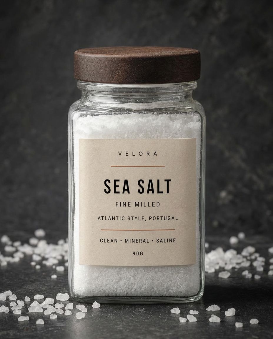 Velora Sea Salt — Fine Crystal, photographed in the studio