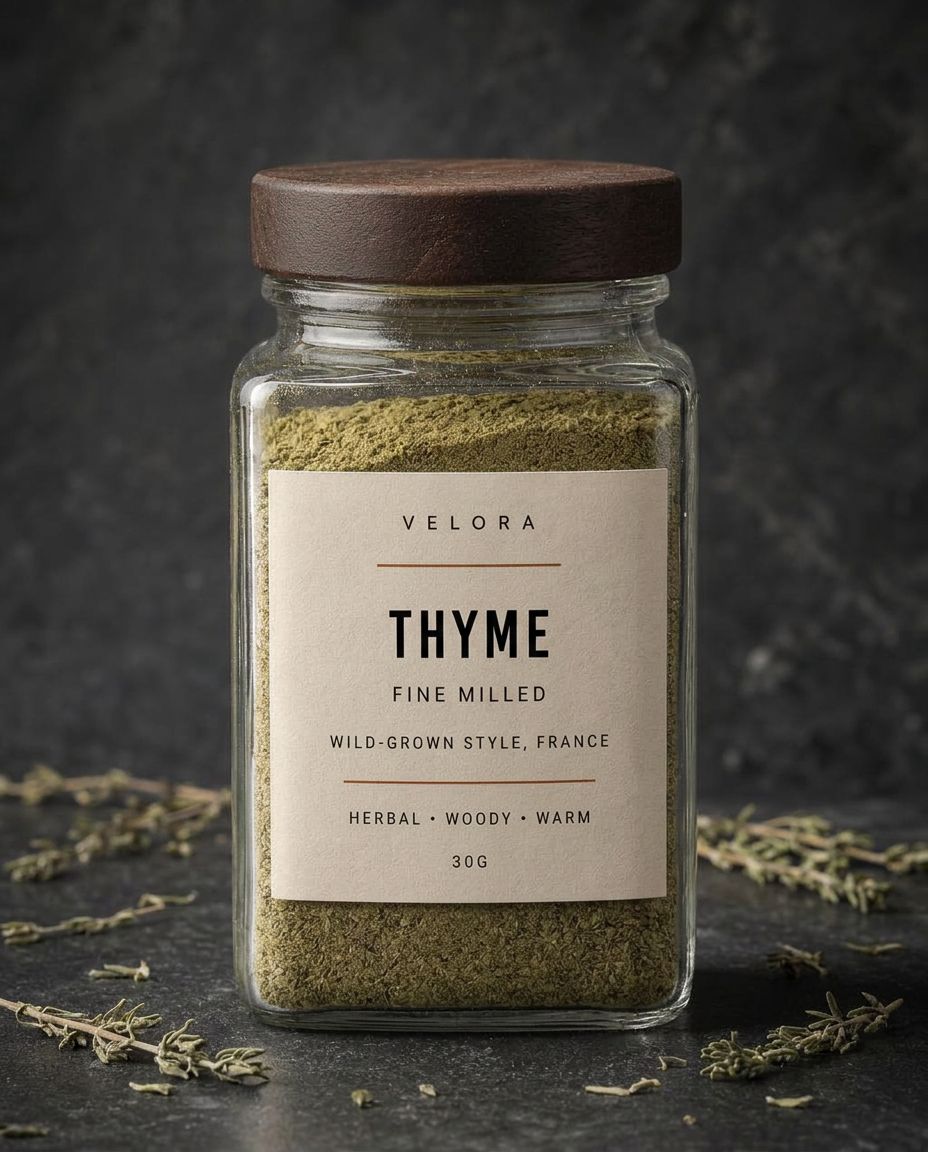 Velora Thyme — Whole Leaf, photographed in the studio